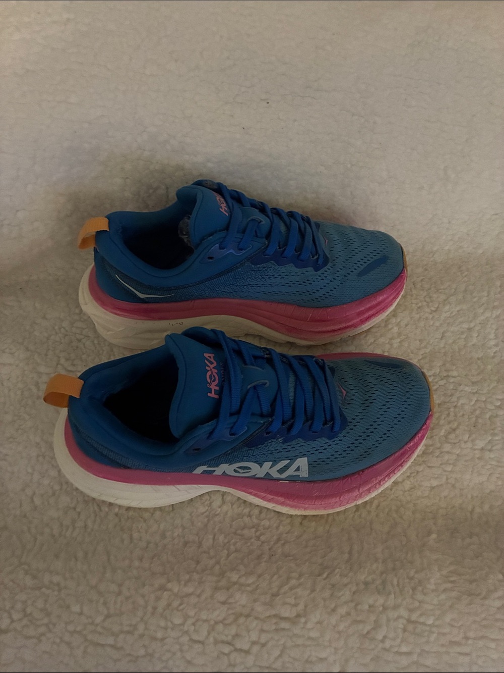 HOKA BONDI 8 in BLUE AND HOT PINK - Size 7 - Picture 3 of 13